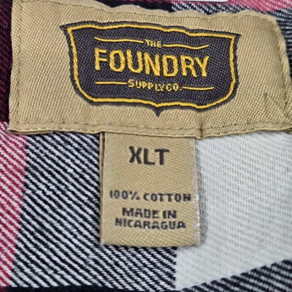 The Foundry Supply Co Men Button Up Shirt XLT Red Plaid Flannel